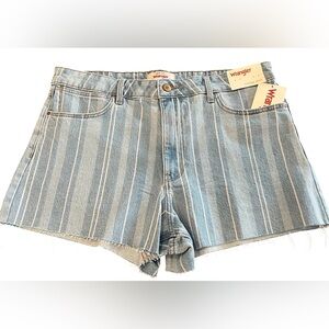 Wrangler Mid-Rise Vintage Striped Denim Cutoff Jean Shorts 30” waist Size 10 NWT